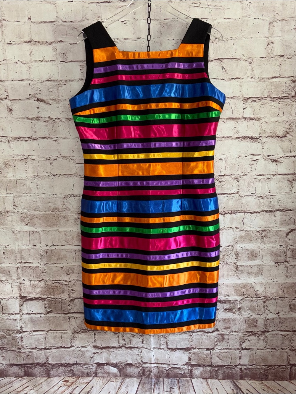 Vibrant Multi-Color Striped Sheath Dress